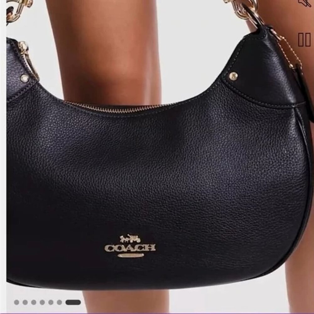 SOLD! Coach Mara Leather Hobo / Crossbody Bag in Black/Gold, EUC, Retail $428 - Picture 8 of 11